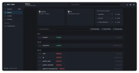 Update history timeline