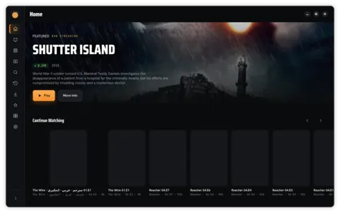 Home screen with cinematic poster rows