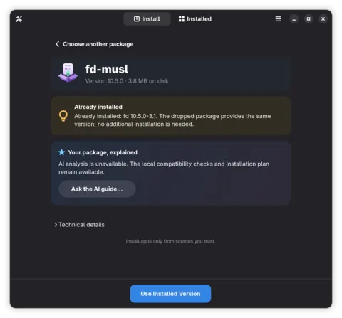 Notice that the package is already installed